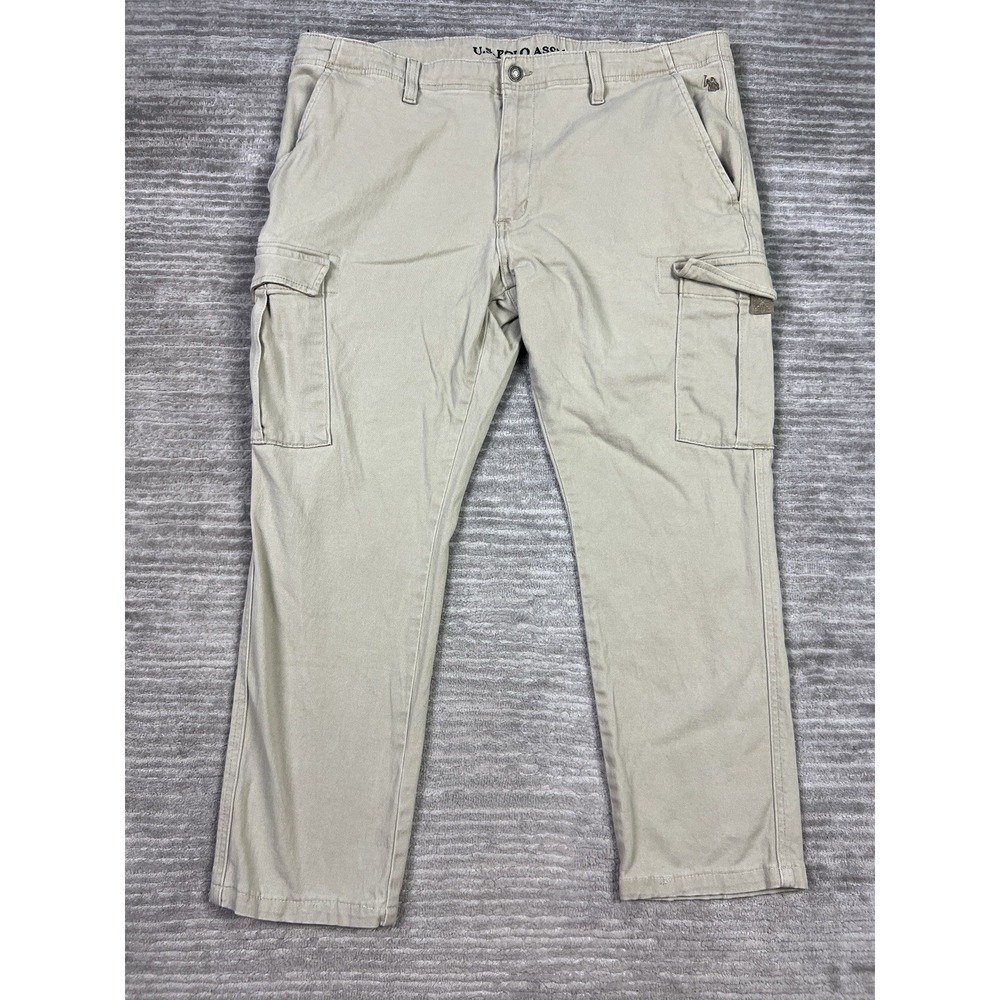 U.S. POLO ASSN Pants Mens 40x30 Beige Activate Stretch Cargo Cotton Blend